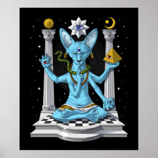 Psychedelic Sphynx Cat Shiva Poster