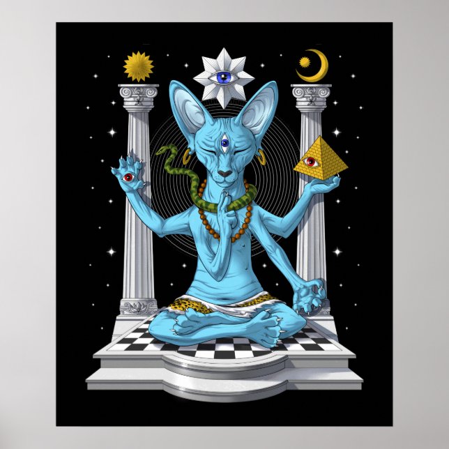 Psychedelic Sphynx Cat Shiva Poster (Front)