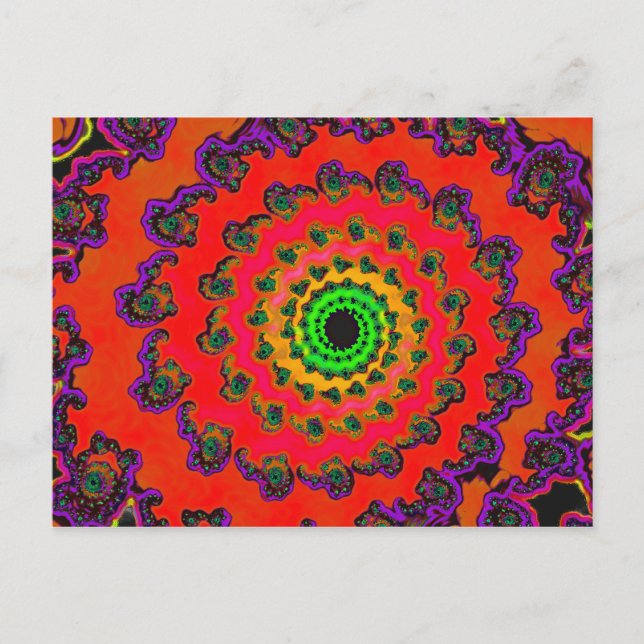 Psychedelic Spiral Fractal 2 Postcard (Front)