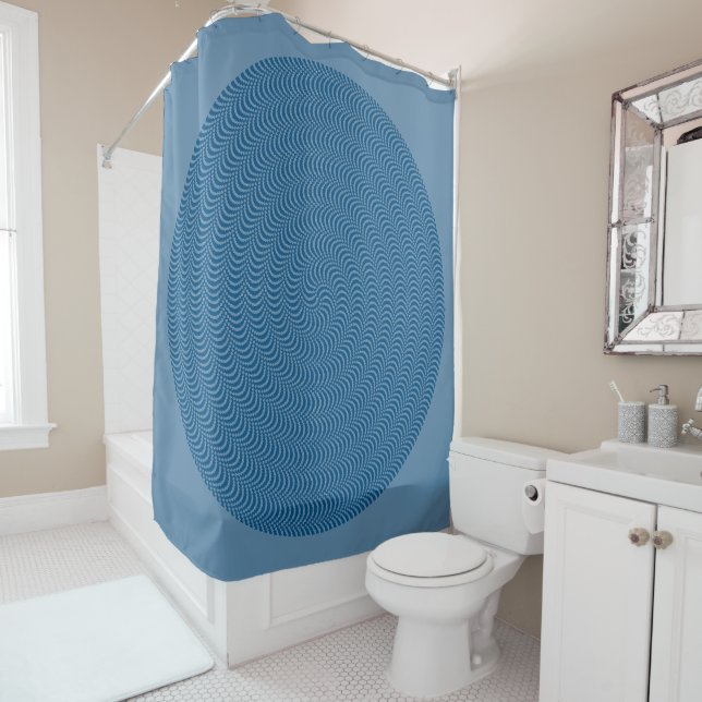 Psychedelic Spiral in Blue... Shower Curtain (In Situ)