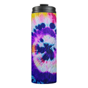 Psychedelic Spiral. Multicolor Fabric Tie Dye. Hip Thermal Tumbler