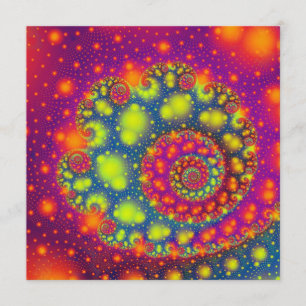 Psychedelic Spiral Neon Decorative Abstract Art Invitation