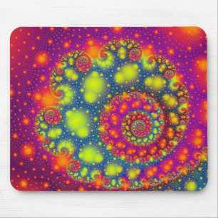 Psychedelic Spiral Neon Decorative Abstract Art Mouse Mat