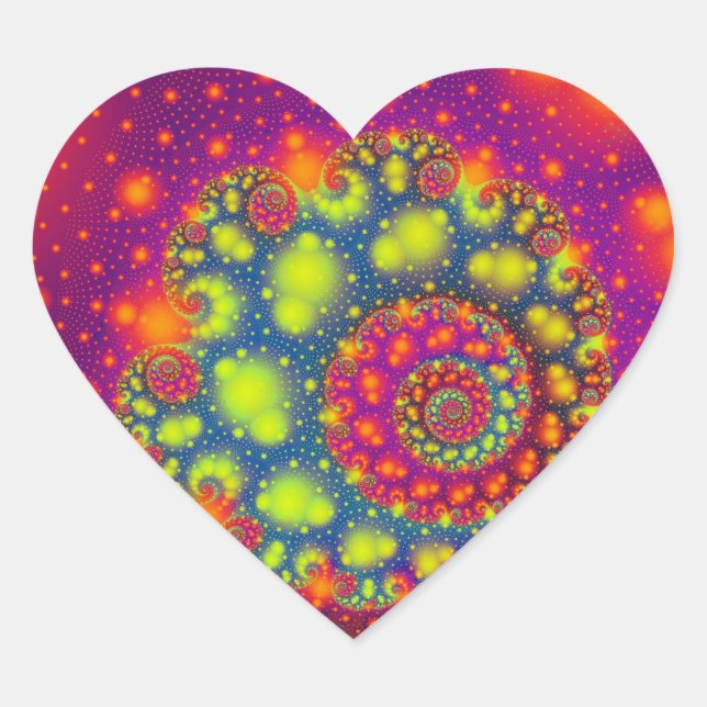 Psychedelic Spiral Neon Decorative Abstract Heart Heart Sticker (Front)