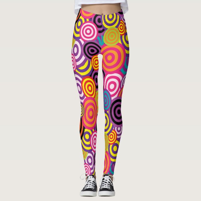 Psychedelic Spirals Trendy Summer Leggings (Front)