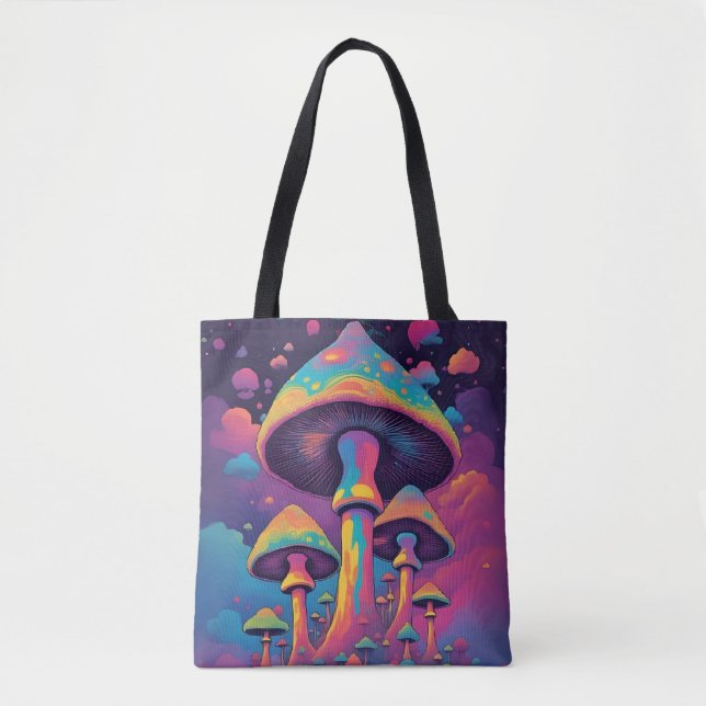 Psychedelic Spirit Shroom Garden Tote Bag (Front)