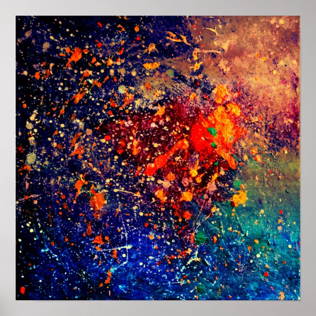 Psychedelic Splatter | Colorful Rainbow Abstract Poster (Front)