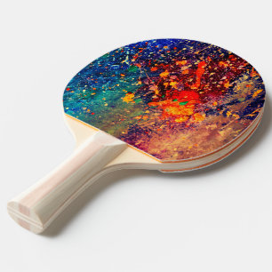 Psychedelic Splatter   Colourful Rainbow Abstract Ping Pong Paddle