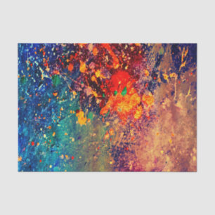 Psychedelic Splatter   Colourful Rainbow Abstract Tissue Paper