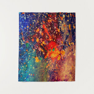 Psychedelic Splatter   Rainbow Abstract Backdrop Tapestry