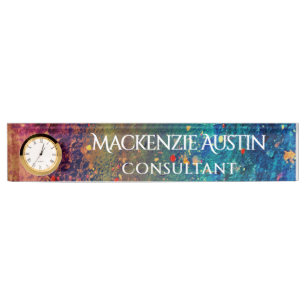 Psychedelic Splatter   Rainbow Abstract Monogram Nameplate