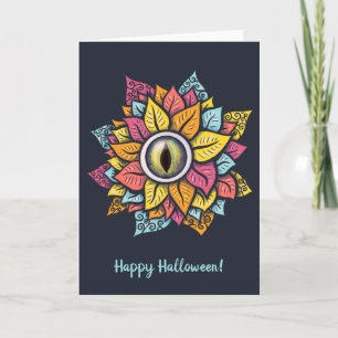 Psychedelic Spooky Eye Flower Colourful Card