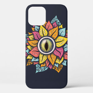 Psychedelic Spooky Eye Flower Colourful iPhone 12 Case