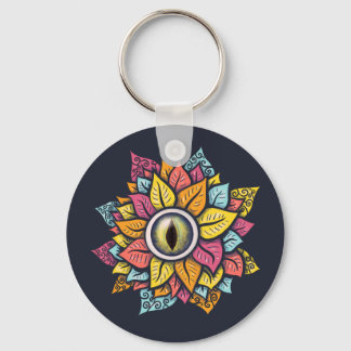 Psychedelic Spooky Eye Flower Colourful Key Ring