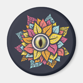 Psychedelic Spooky Eye Flower Colourful Magnet