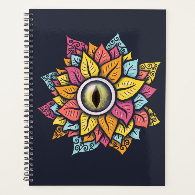 Psychedelic Spooky Eye Flower Colourful Planner (Front)