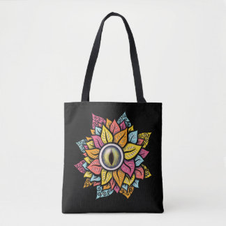 Psychedelic Spooky Eye Flower Colourful Tote Bag