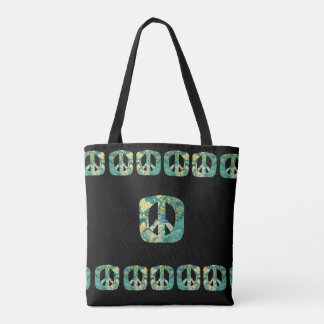 Psychedelic Square Peace Signs Tote Bag