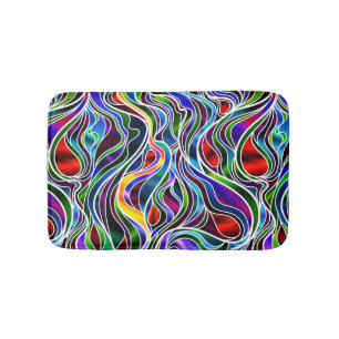 Psychedelic Stained Glass Abstract Bath Mat
