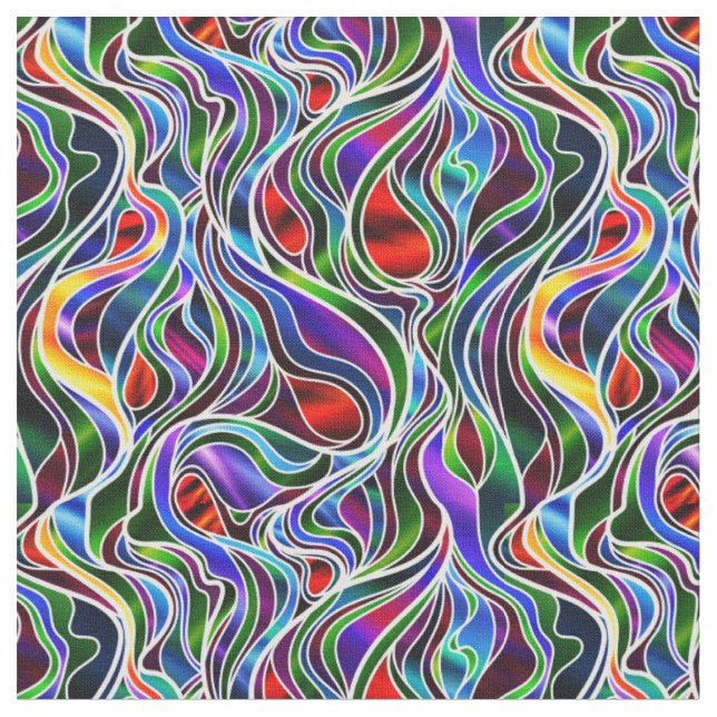 Psychedelic Stained Glass Abstract Fabric (Close Up)