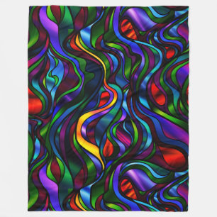 Psychedelic Stained Glass Abstract Fleece Blanket