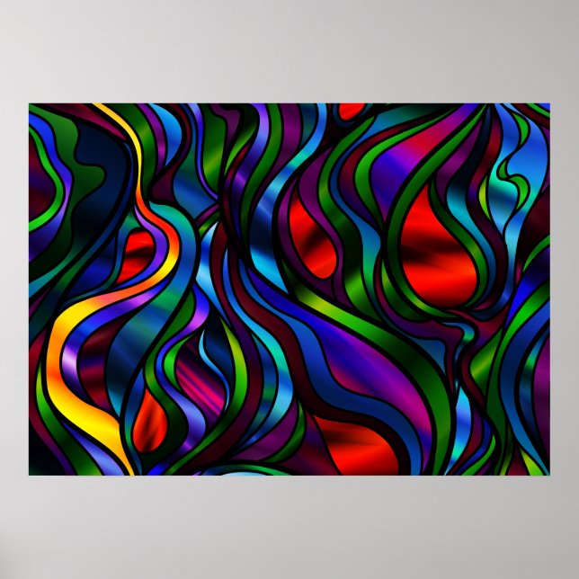 Psychedelic Stained Glass Abstract Poster (Front)