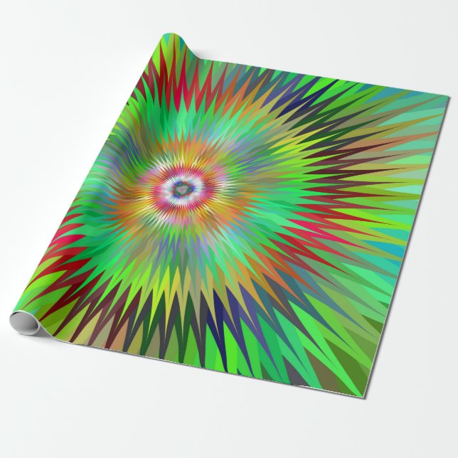 Psychedelic Starburst Fractal Wrapping Paper (Unrolled)