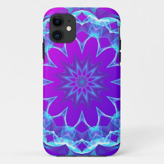 Psychedelic Stars, Abstract Violet Purple Glow iPhone 11 Case