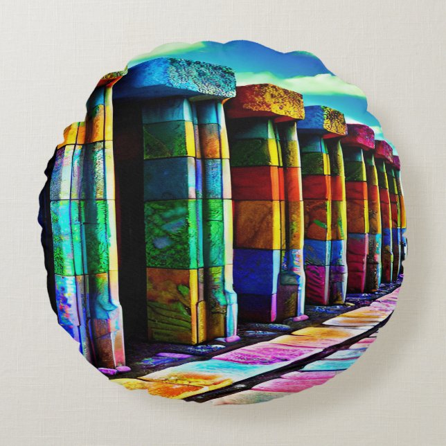 Psychedelic Stones Round Cushion (Front)