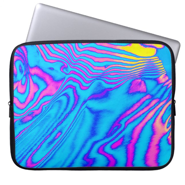 Psychedelic Striped Zebra: Neon Fluorescent Backgr Laptop Sleeve (Front)