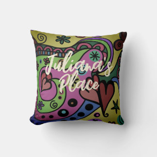 Psychedelic style art 60s 70s customisable cushion
