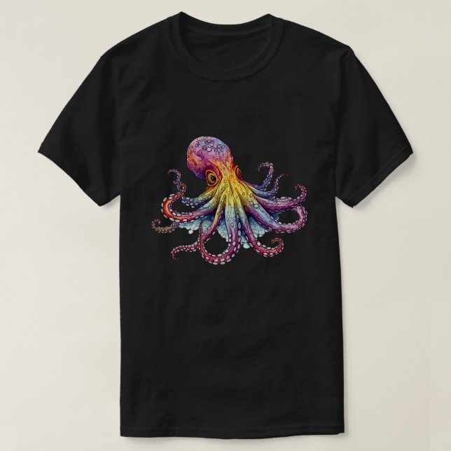 Psychedelic Style Octopus T-Shirt (Design Front)