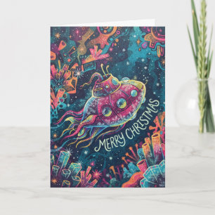 Psychedelic Submarine Merry Christmas Card