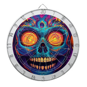 Psychedelic Sugar Skull Art - Day of the Dead Dartboard