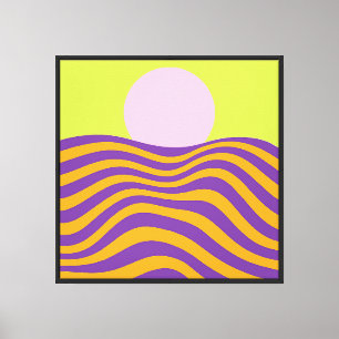 Psychedelic Sun and Rippling Waves5 Canvas Print
