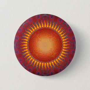 Psychedelic Sun: Spiral Fractal Design 6 Cm Round Badge