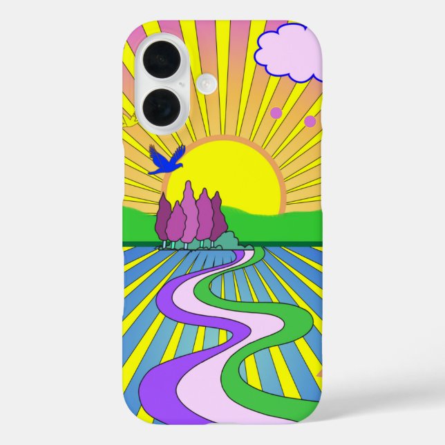 Psychedelic Sunburst Kaleidoscope Summer of Love Case-Mate iPhone Case (Back)