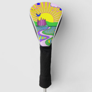 Psychedelic Sunburst Kaleidoscope Summer of Love Golf Head Cover
