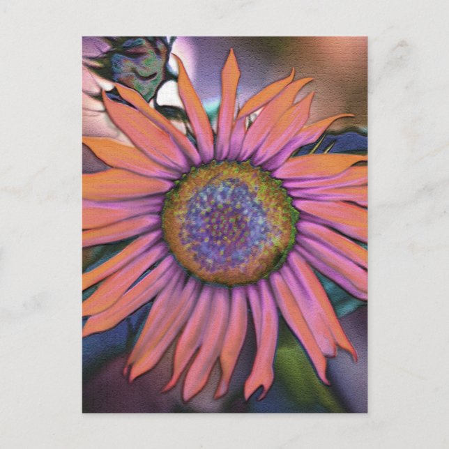 Psychedelic Sunflower Revisited Postcard (Front)