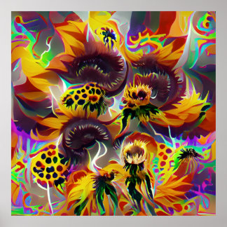 Psychedelic Sunflowers Poster Acrylic Print