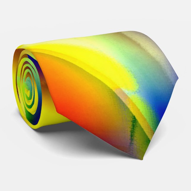 Psychedelic Sunrise cool modern abstract art Tie (Rolled)
