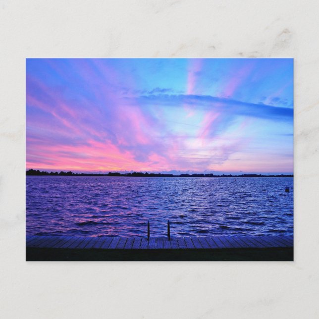Psychedelic sunset with groovy colours postcard (Front)