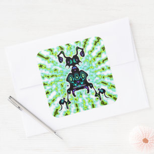 Psychedelic super ant like creature v2 square sticker
