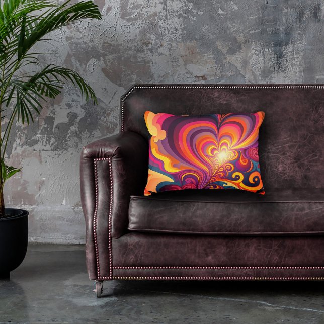 Psychedelic Surreal Swirl Heart Pattern Decorative Cushion (Creator Uploaded)