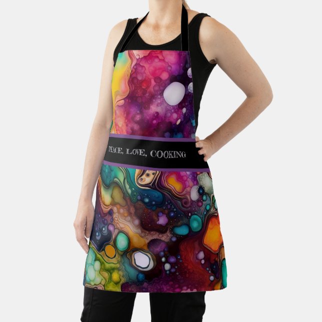 Psychedelic Surreal Watercolor Pattern Apron (Insitu)