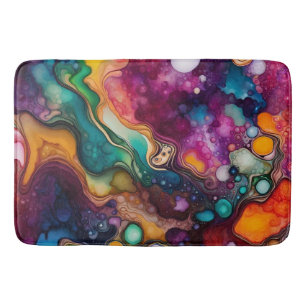 Psychedelic Surreal Watercolor Pattern Bath Mat