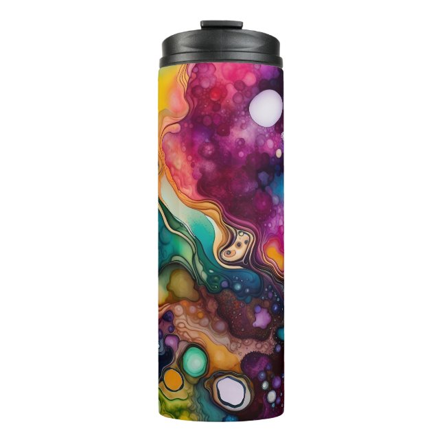 Psychedelic Surreal Watercolor Pattern Thermal Tumbler (Front)