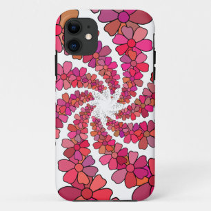 Psychedelic swirl flowers floral retro groovy iPhone 11 case