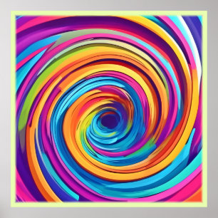 Psychedelic Swirl of Rainbow Hues Poster