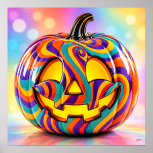 Psychedelic Swirl Pumpkin Poster